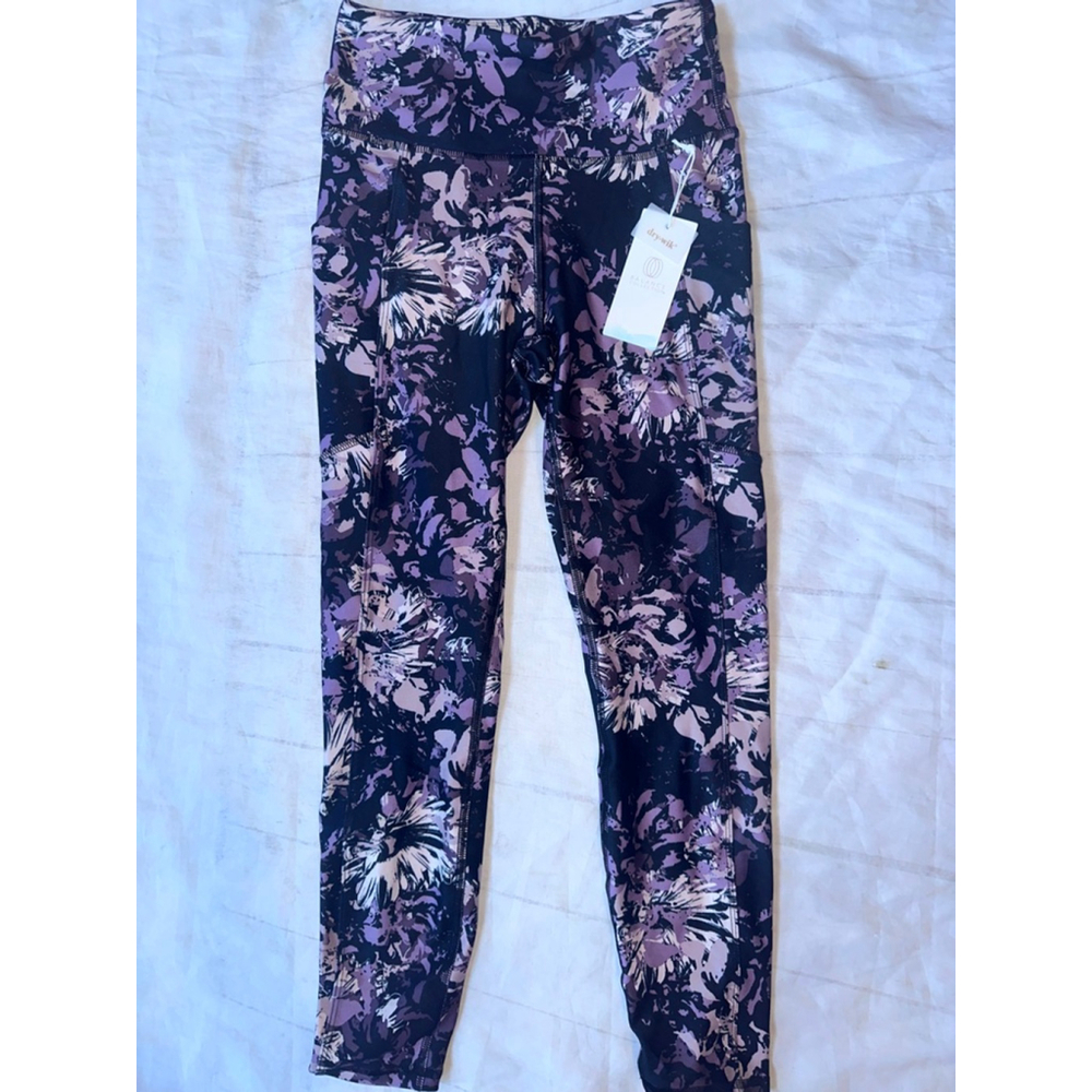 NWT Women's Small Balance Collection Dry-Wik Cropped Leggings Wild Plum Floral
